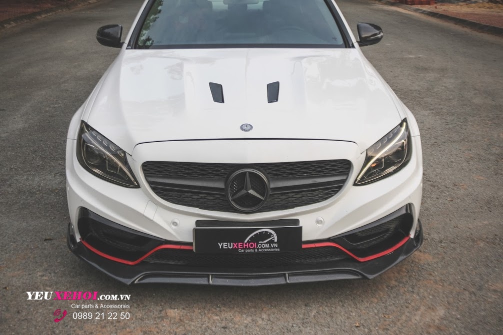 MERCEDED W205 C300  FULL RES EXHAUST / CARLSSON BODYKIT  CARBON LIP ADDS ON